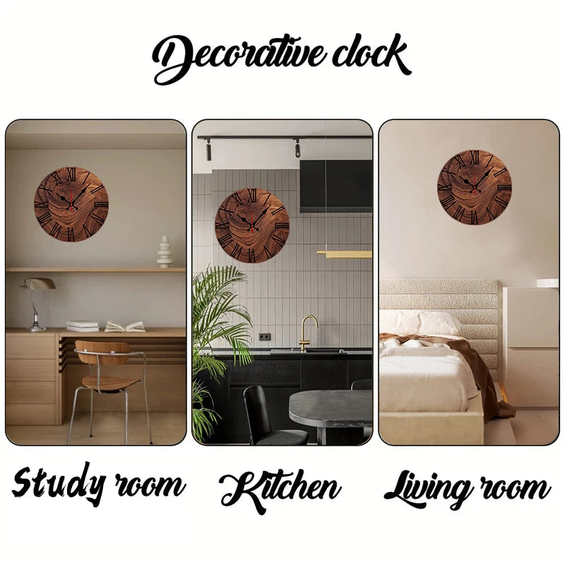 Wood Grain Round Wall Clock