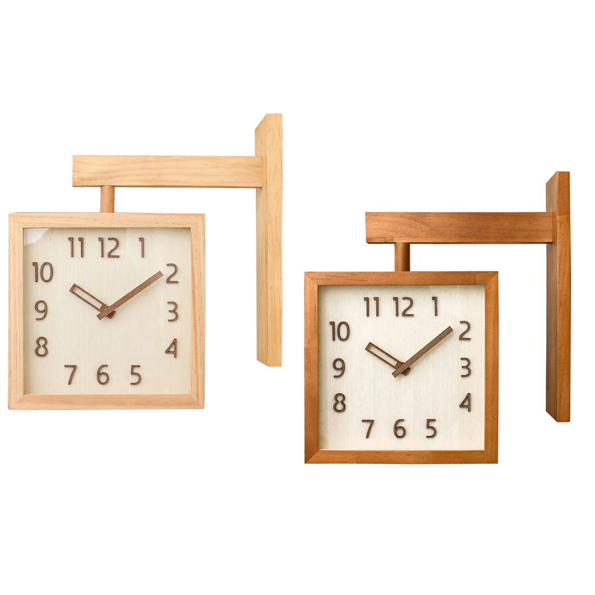 Wooden Double-Sided Corner Wall Clock