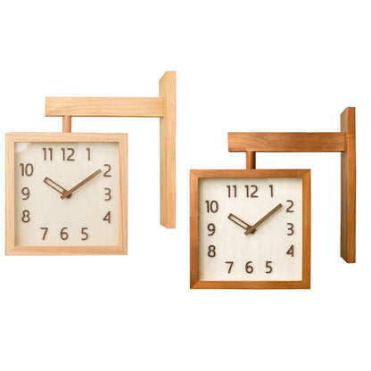 Wooden Double-Sided Corner Wall Clock