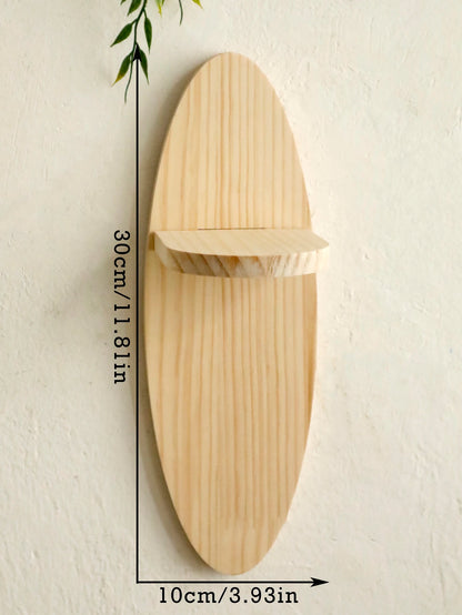 Wooden Oval Floating Wall Shelf