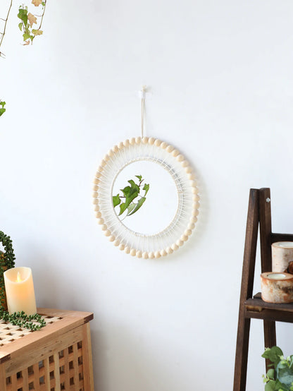 Boho Wooden Bead Wall Mirror