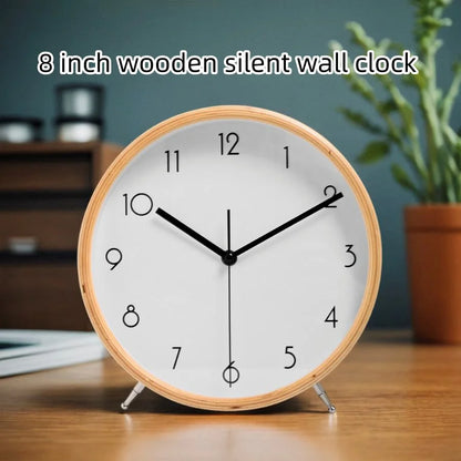 8-Inch Wooden Table & Wall Clock