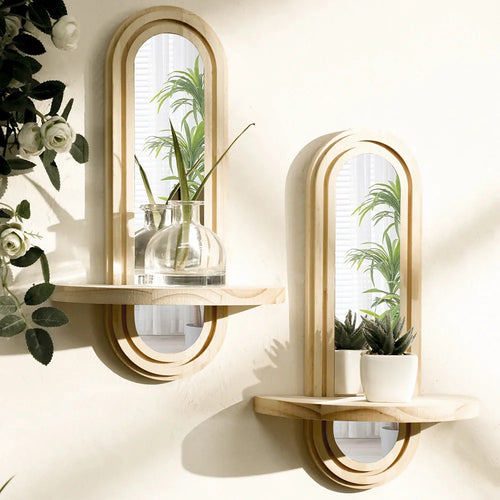 Boho Wooden Mirror Shelf
