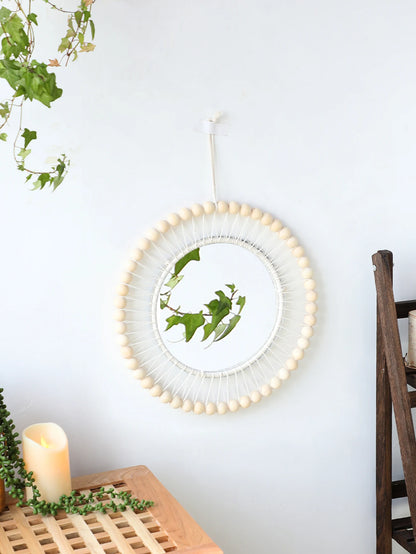 Boho Wooden Bead Wall Mirror