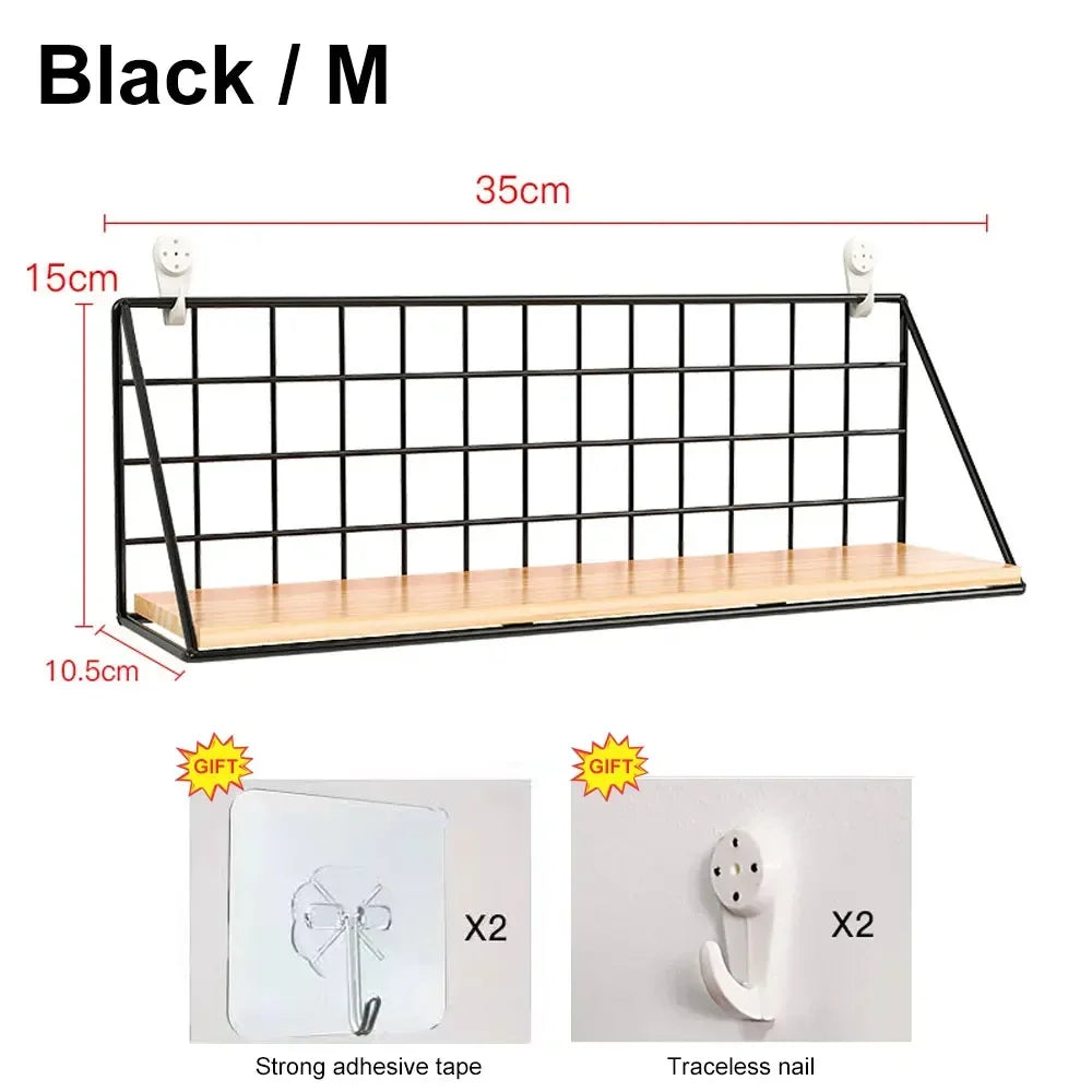 No-Drill Wooden Hanging Wall Shelf