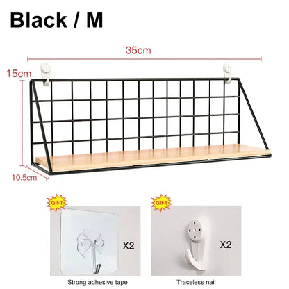 No-Drill Wooden Hanging Wall Shelf