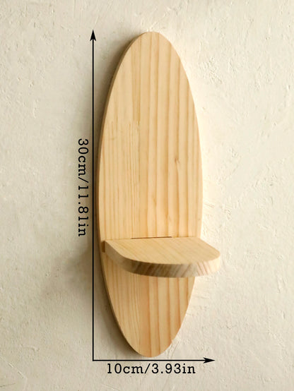 Wooden Oval Floating Wall Shelf