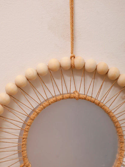 Boho Wooden Bead Wall Mirror
