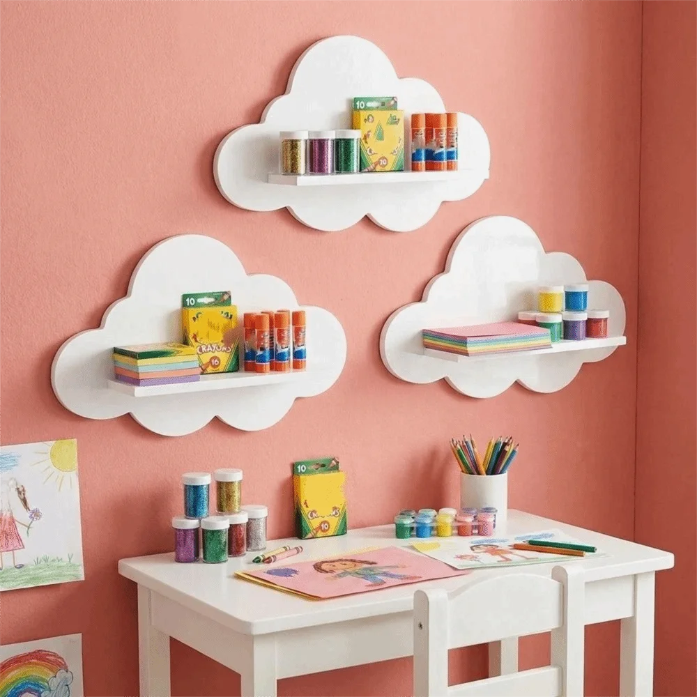 Modern Cloud Wooden Wall Shelf