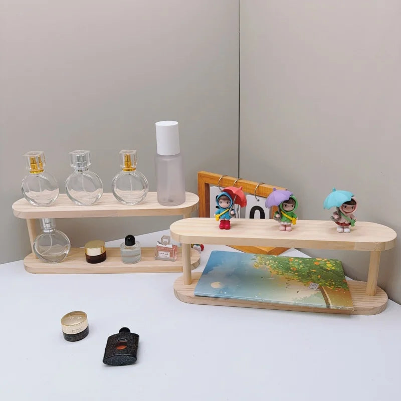 2-Tier Wooden Desktop Storage Shelf