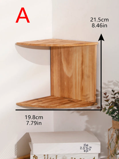Wooden Floating Corner Wall Shelf