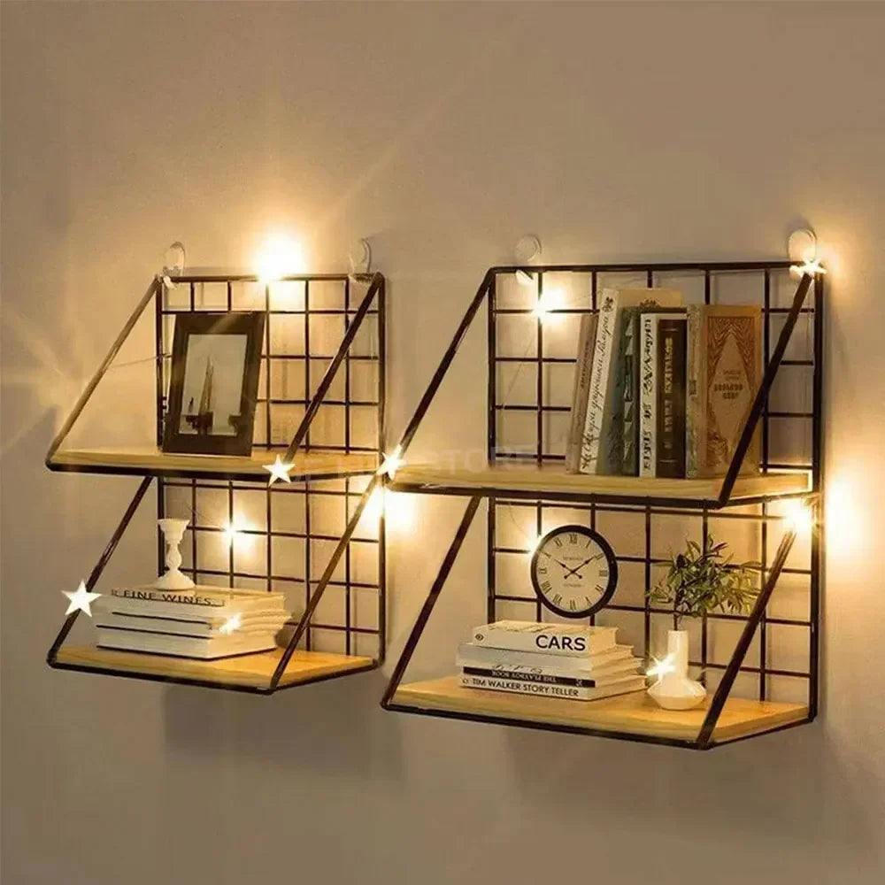 No-Drill Wooden Hanging Wall Shelf