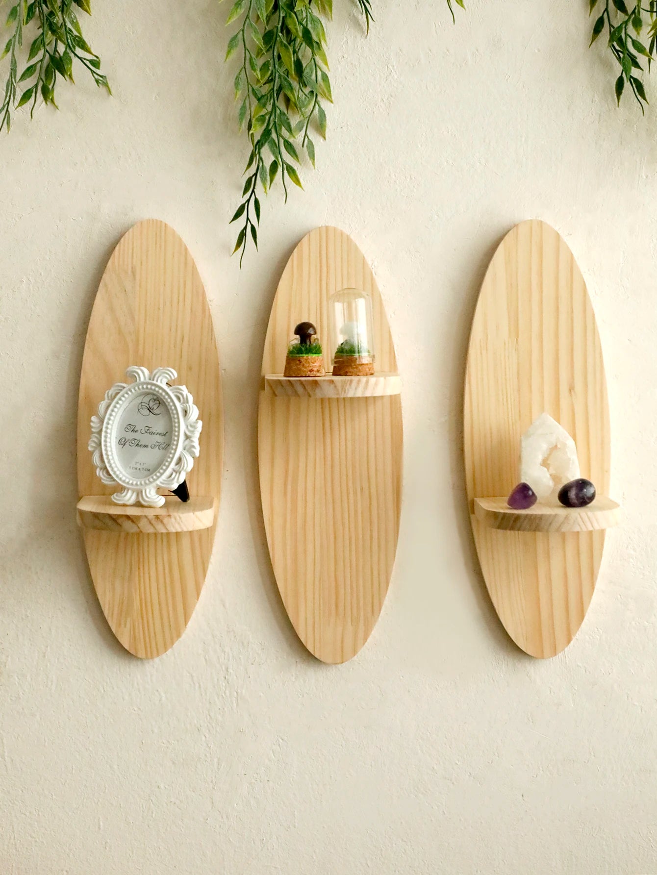 Wooden Oval Floating Wall Shelf
