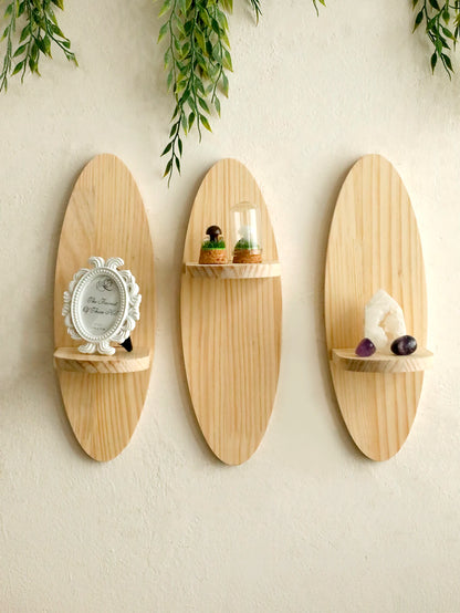 Wooden Oval Floating Wall Shelf