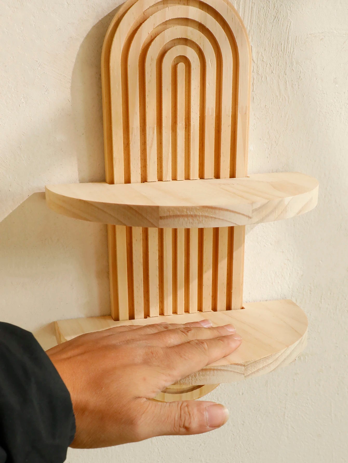 Boho Wooden Floating Wall Shelf