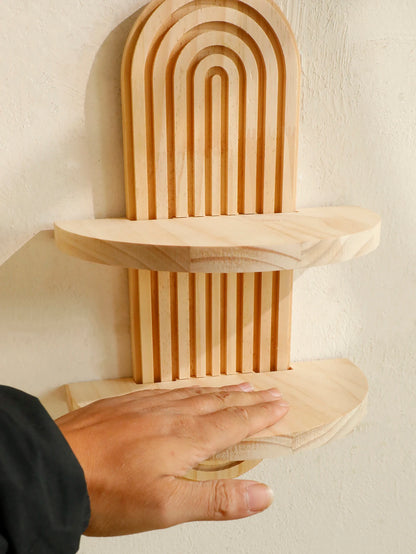 Boho Wooden Floating Wall Shelf