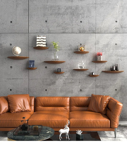 Wooden Half Moon Wall Shelf
