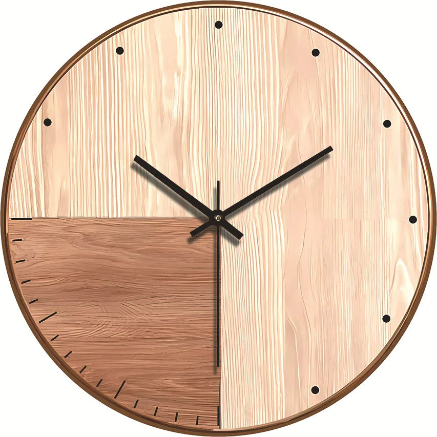 Minimalist Wood Grain Wall Clock