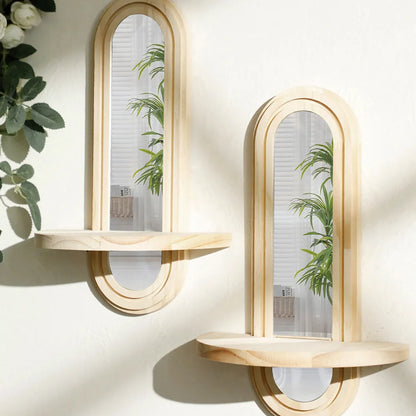 Boho Wooden Mirror Shelf