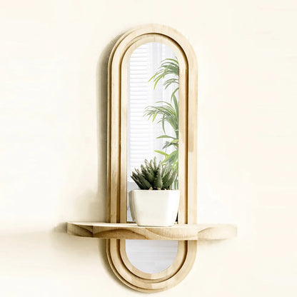 Boho Wooden Mirror Shelf