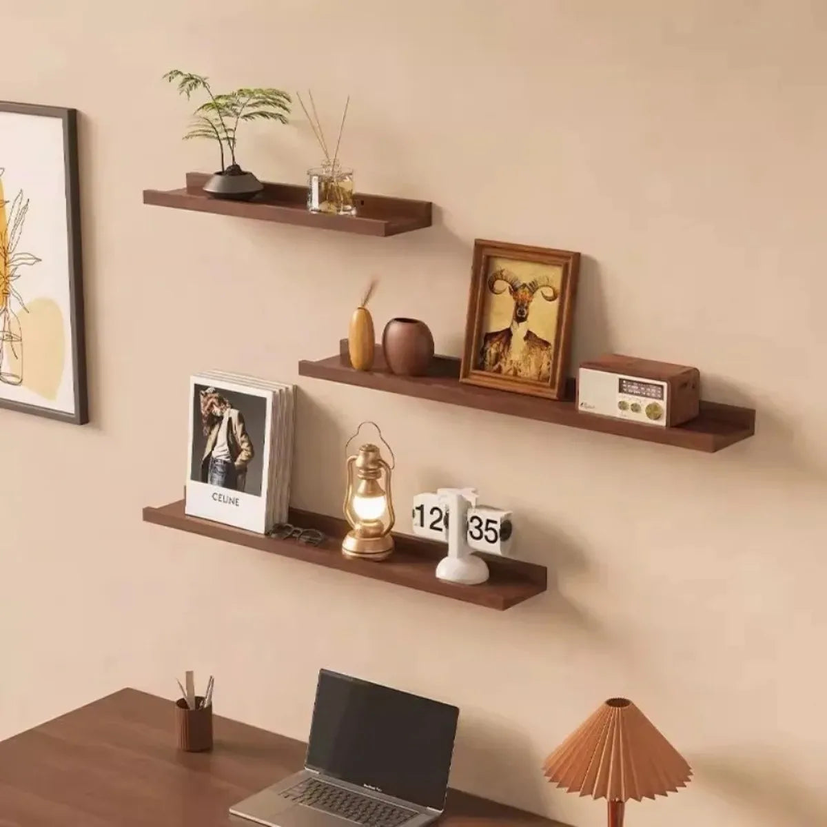 Wooden Floating Wall Shelf Storage Organizer