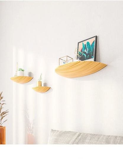 Wooden Half Moon Wall Shelf
