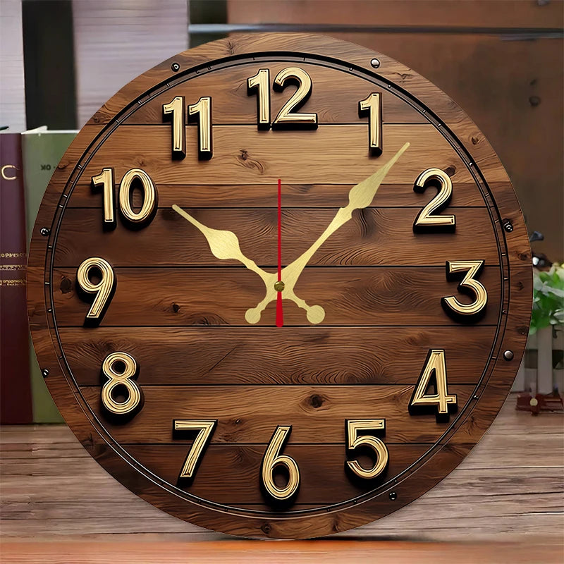 Round Wooden Hanging Wall Clock
