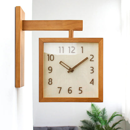 Wooden Double-Sided Corner Wall Clock
