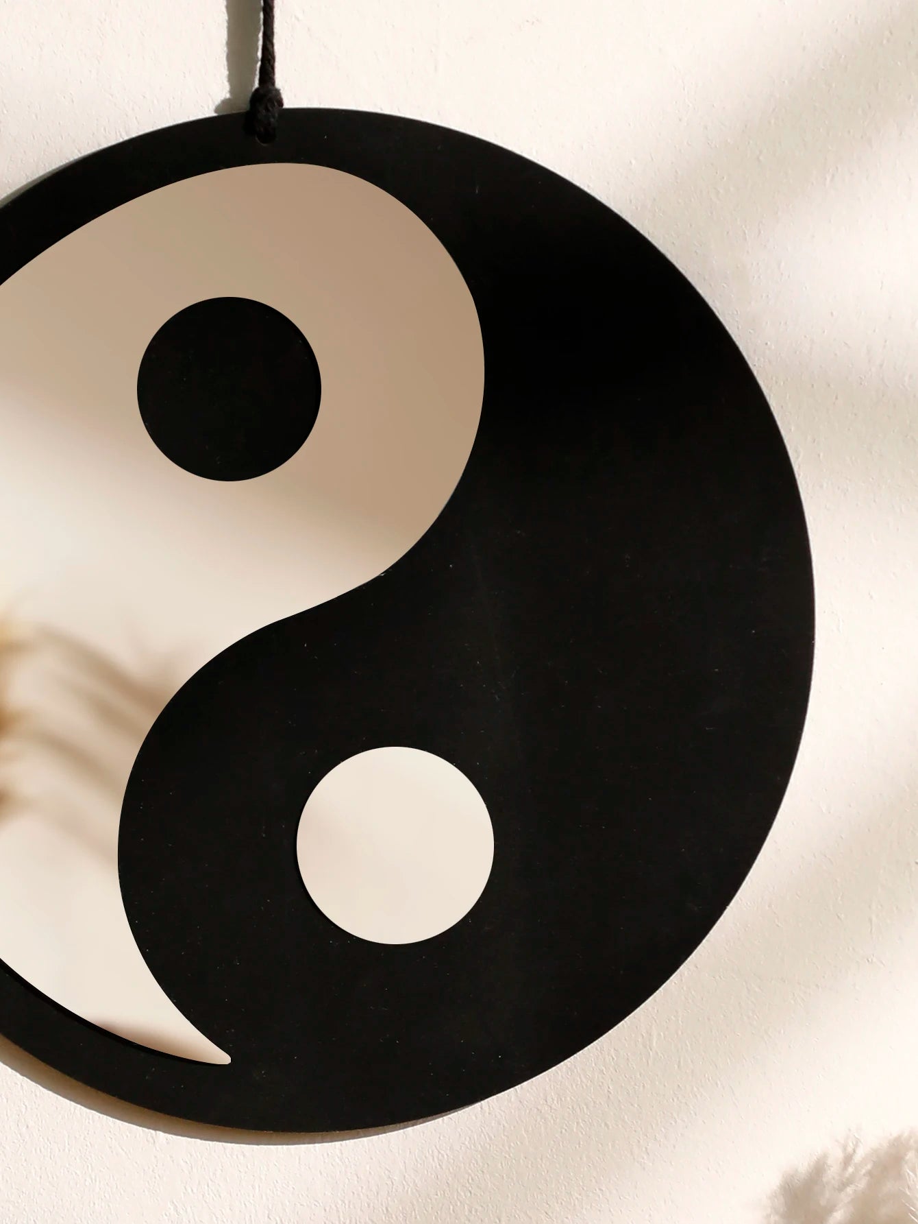 Boho Wooden Yin Yang Wall Mirror
