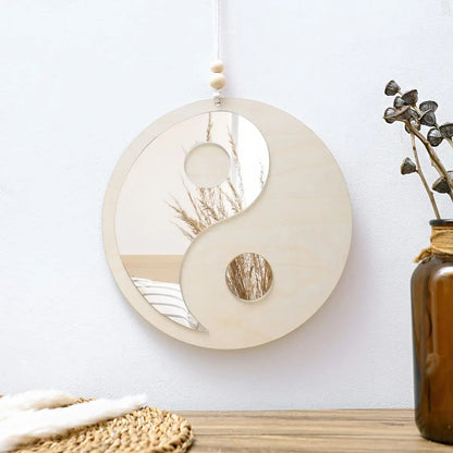 Boho Wooden Yin Yang Wall Mirror