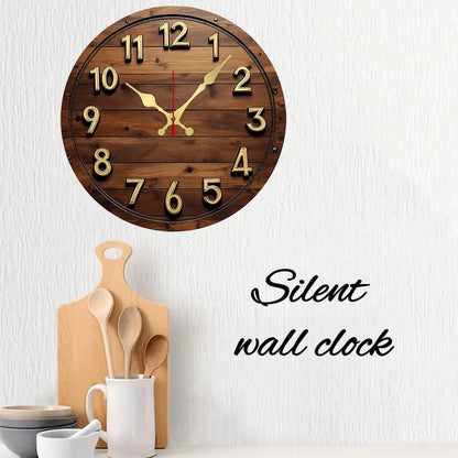 Round Wooden Hanging Wall Clock