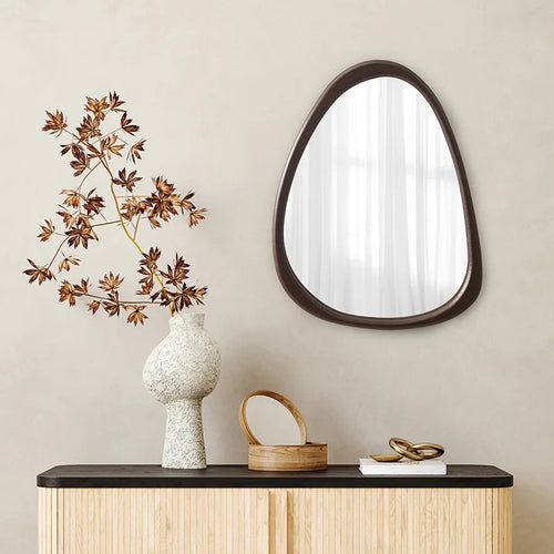 Asymmetrical Wooden Wall Mirror