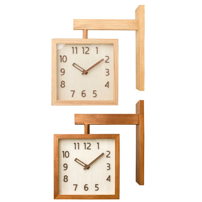Wooden Double-Sided Corner Wall Clock