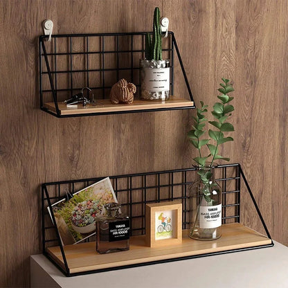 No-Drill Wooden Hanging Wall Shelf