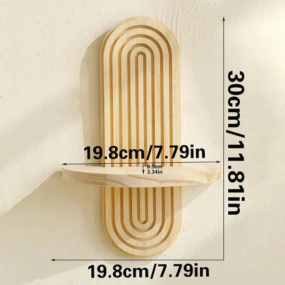 Geometric Boho Wooden Wall Shelf