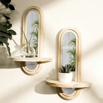 Boho Wooden Mirror Shelf