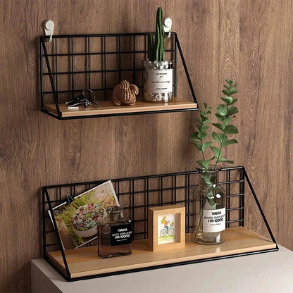 No-Drill Wooden Hanging Wall Shelf