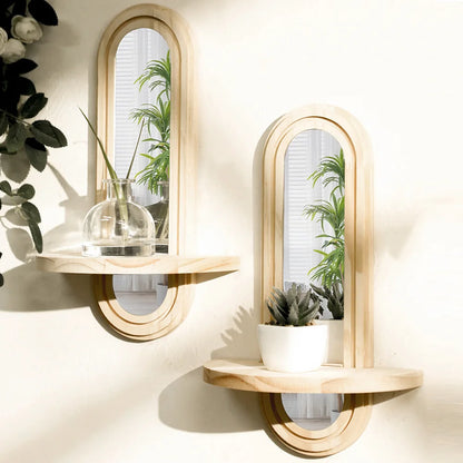 Boho Wooden Mirror Shelf