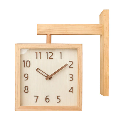 Wooden Double-Sided Corner Wall Clock