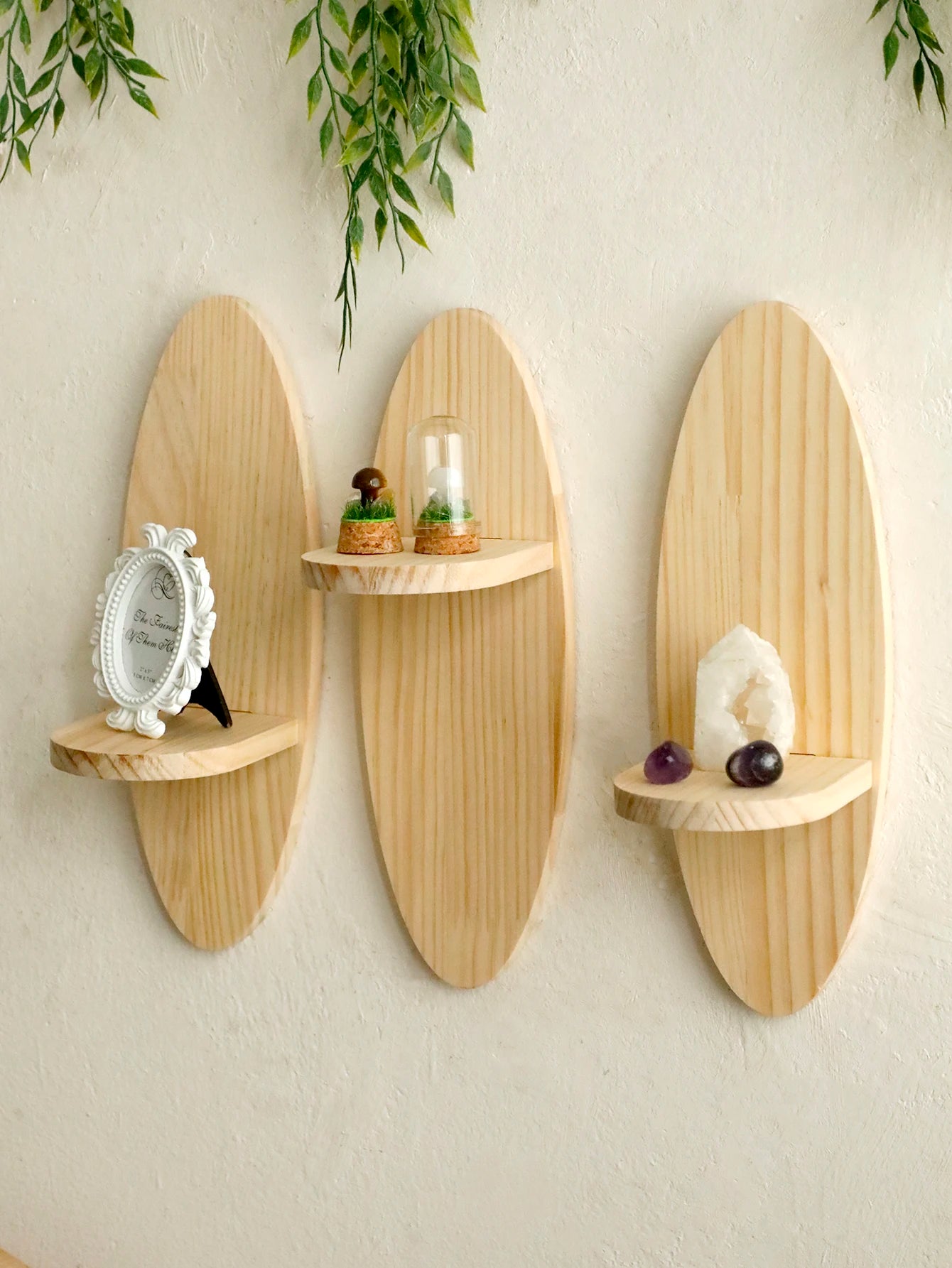 Wooden Oval Floating Wall Shelf