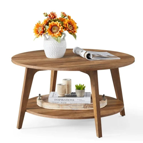 Multi-Tier Solid Wood Coffee Table