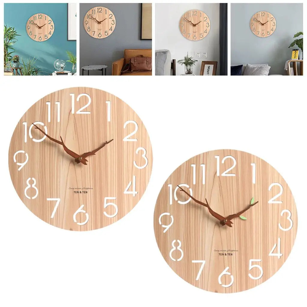 12-Inch Rustic Wooden Wall Clock