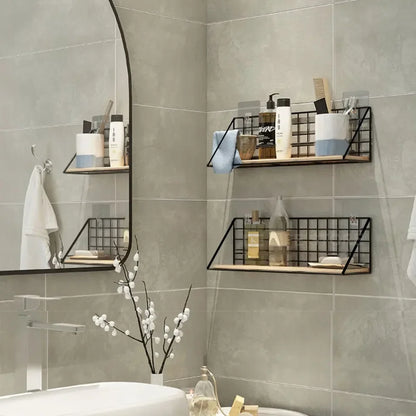 No-Drill Wooden Hanging Wall Shelf
