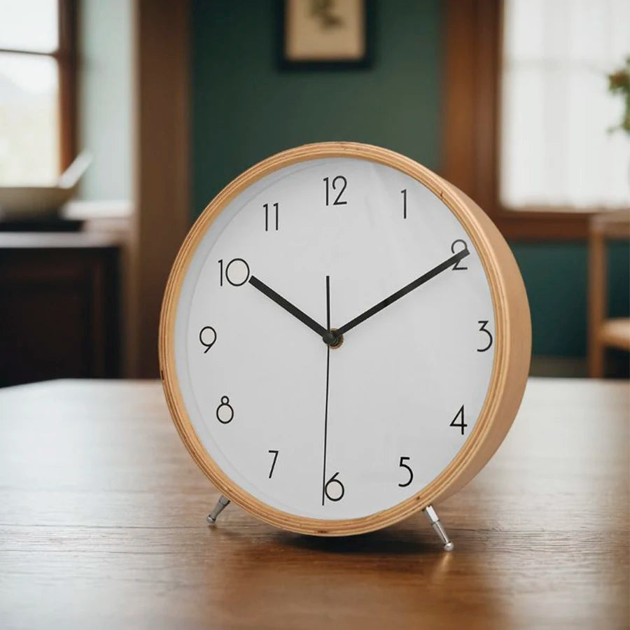 8-Inch Wooden Table & Wall Clock
