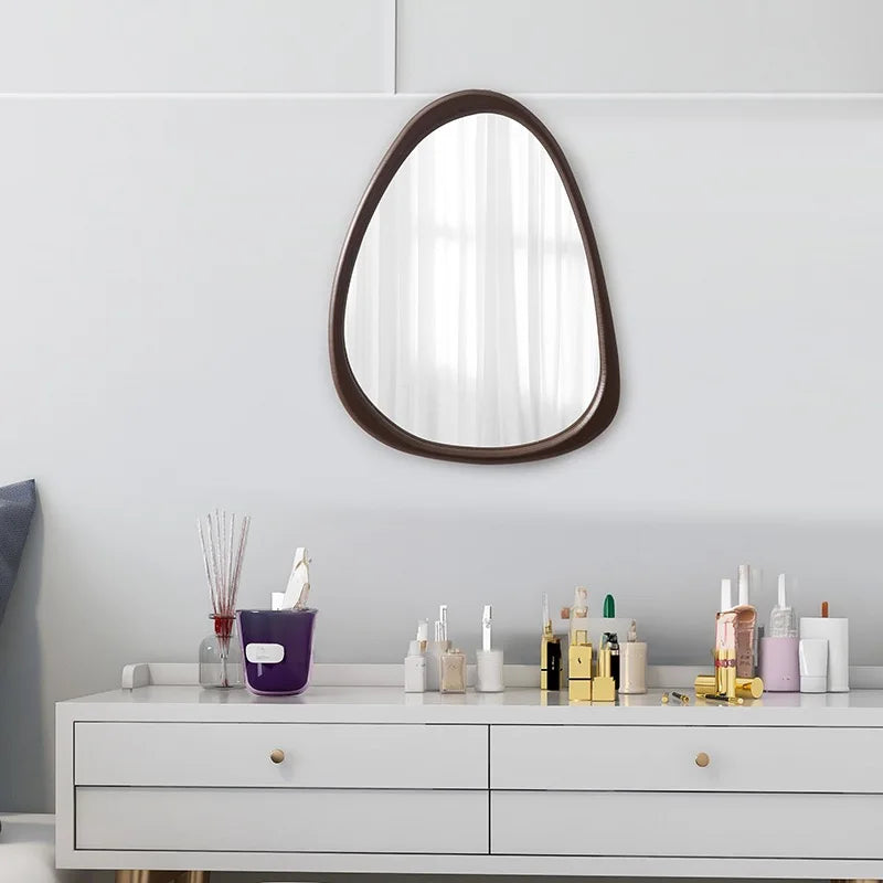 Asymmetrical Wooden Wall Mirror