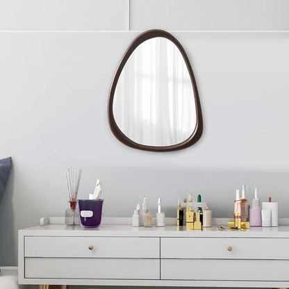 Asymmetrical Wooden Wall Mirror