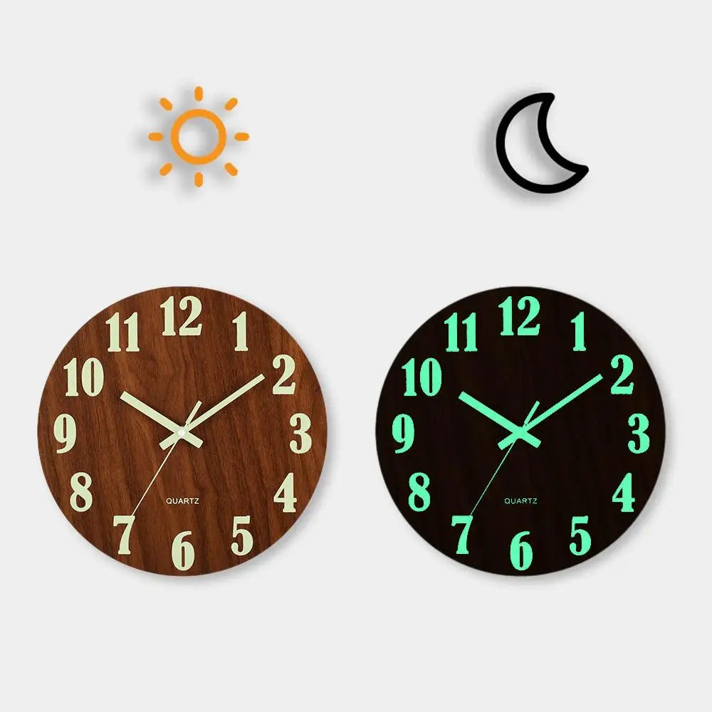 8-Inch Luminous Wooden Wall Clock