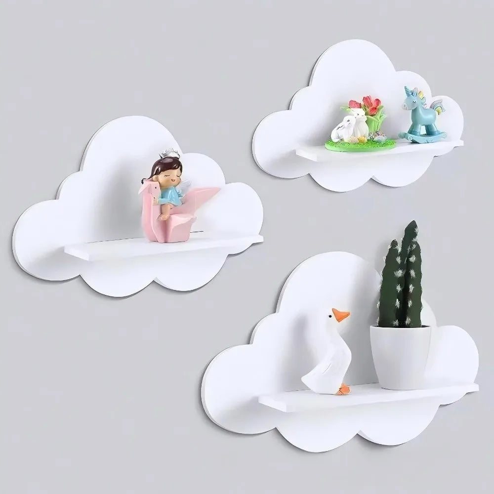 Modern Cloud Wooden Wall Shelf