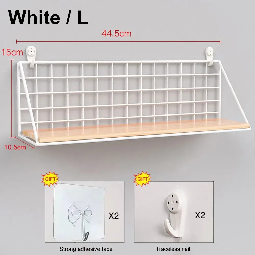 No-Drill Wooden Hanging Wall Shelf